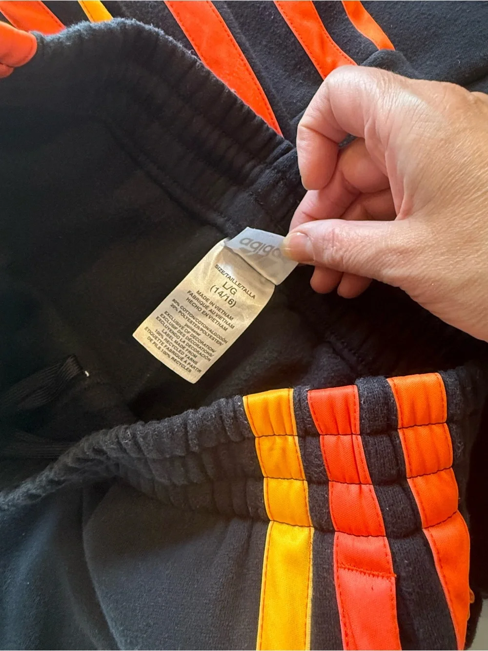 adidas Boys Black Jogger/Hoodie Set with Orange Accent Stripes